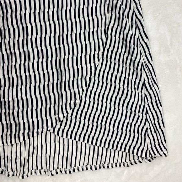 Maeve by Anthropologie Dress Size Small Midi Faux Wrap Textured Stripes Black - Picture 3 of 7